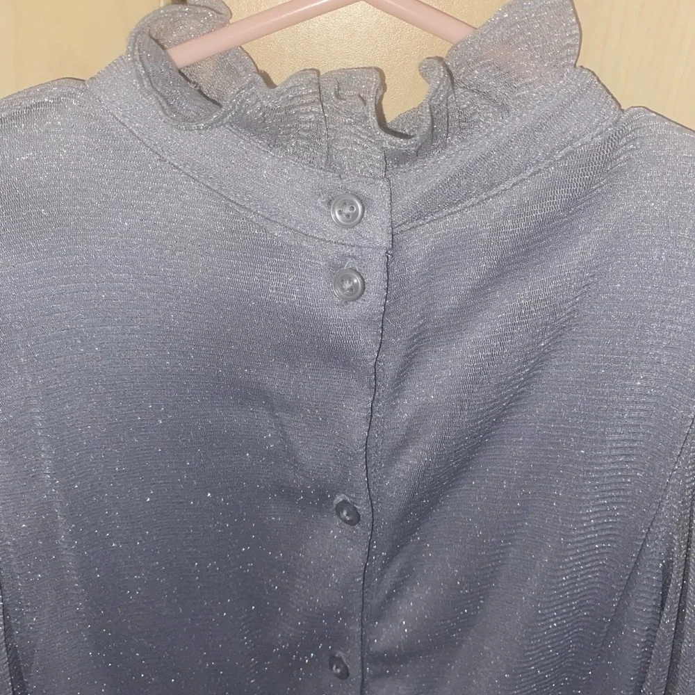 Janie and Jack Girls Silver Sparkle Mesh Tiered Ruffle Dress Size 10